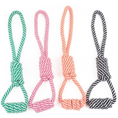 Figure Of  Eight Rings Striped Cotton Chew Rope Ball Dog Toy